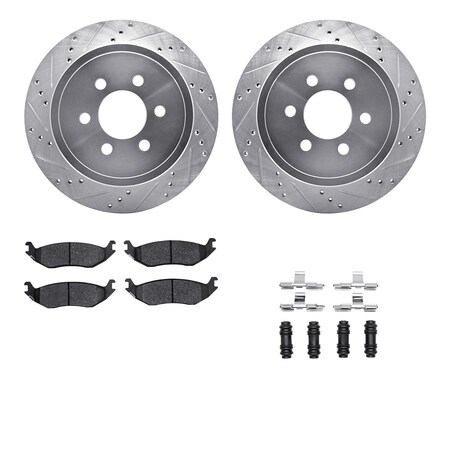 7412-40015, Rotors-Drilled And Slotted-Silver W/Ultimate Duty Brake Pads Incl. Hardware, Zinc Coated